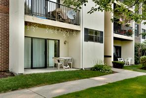 This is the back of the unit which is accessible by sidewalk to the front door.  From the other side you walk through the corridor to the front door.  Excellent complex location next to woods for privacy.