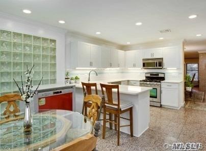 New Kitchen with Glass Block Wall