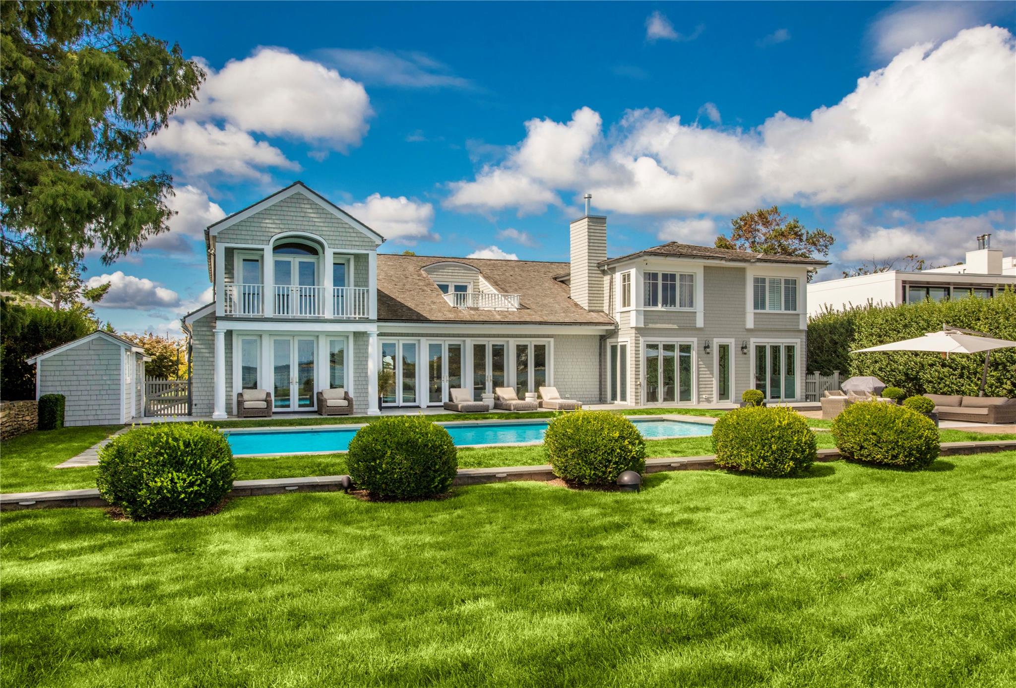 Back of house and pool. Faces Long Island Sound.