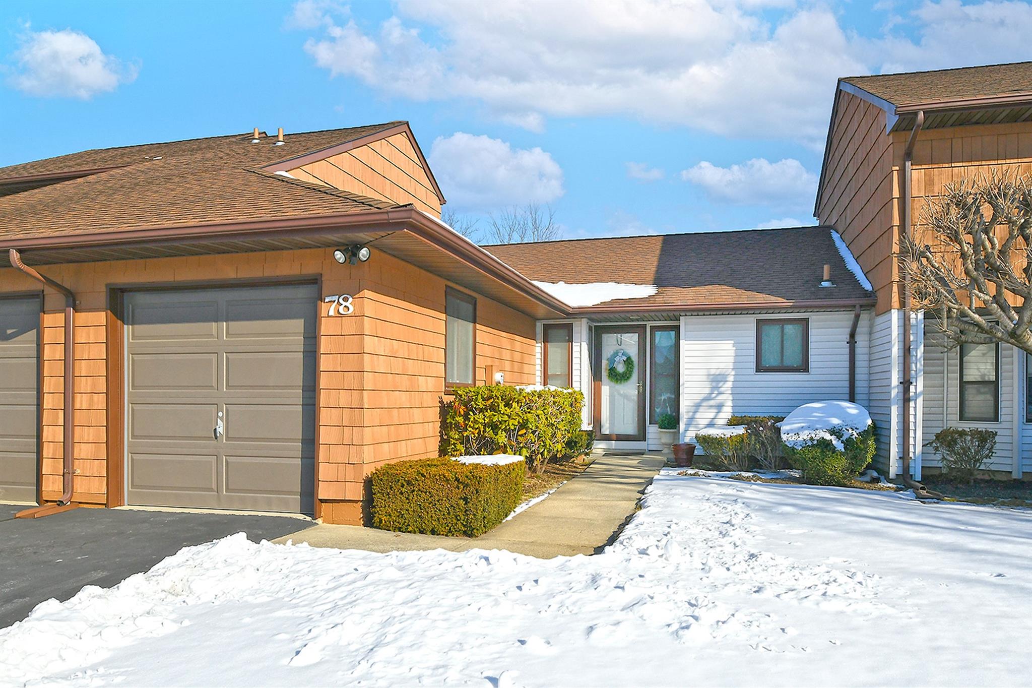 View of front of home with a garage
