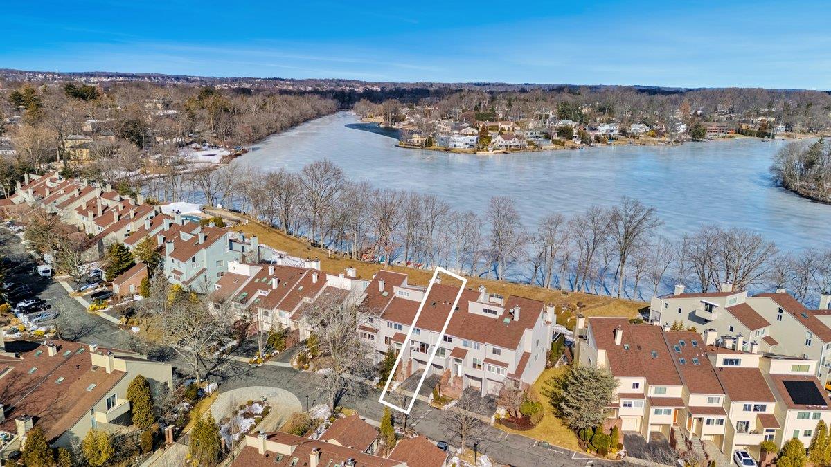 Bird's eye view of Lake Innisfree (with this home marked in white).