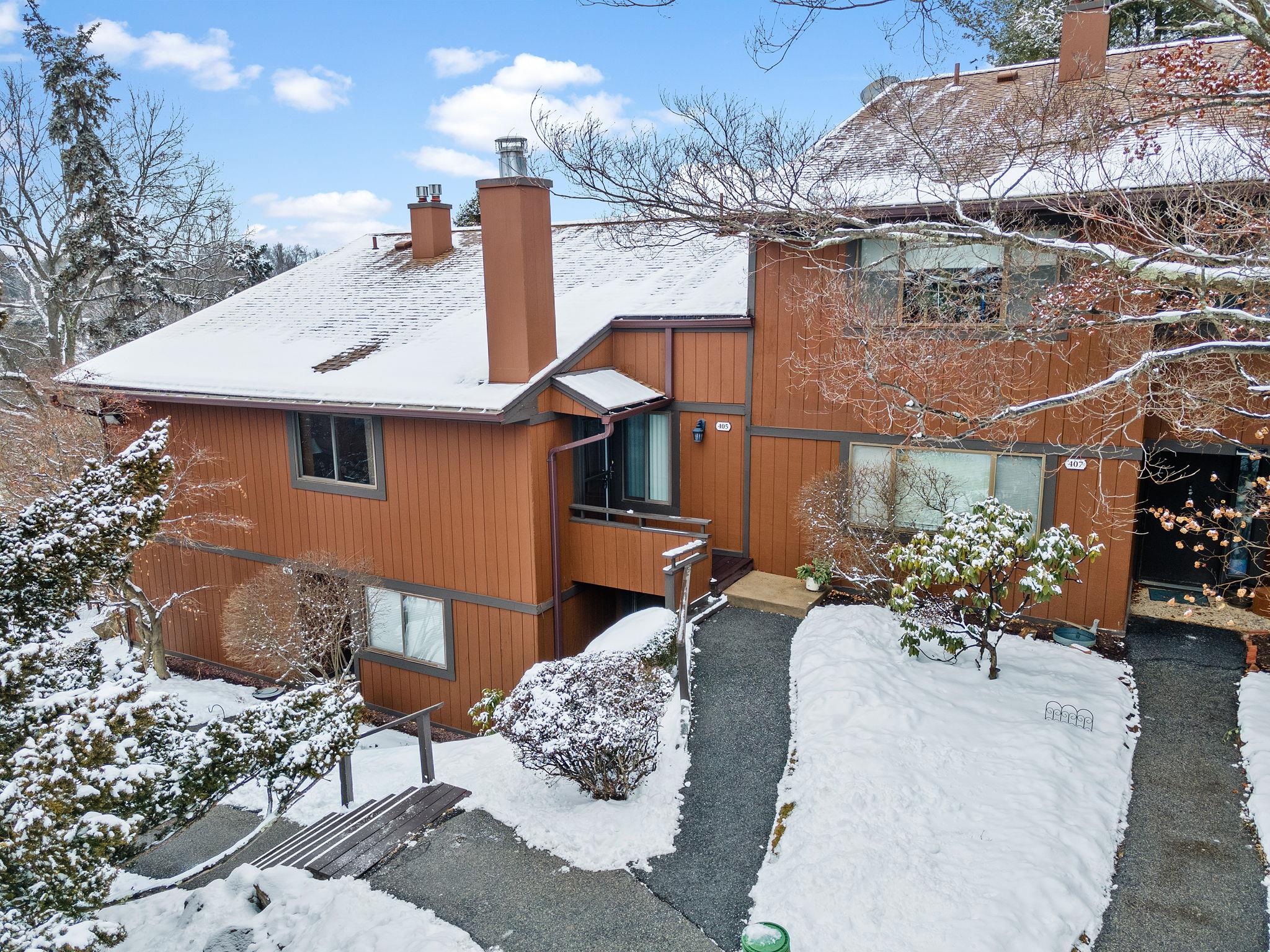 View of snow covered property