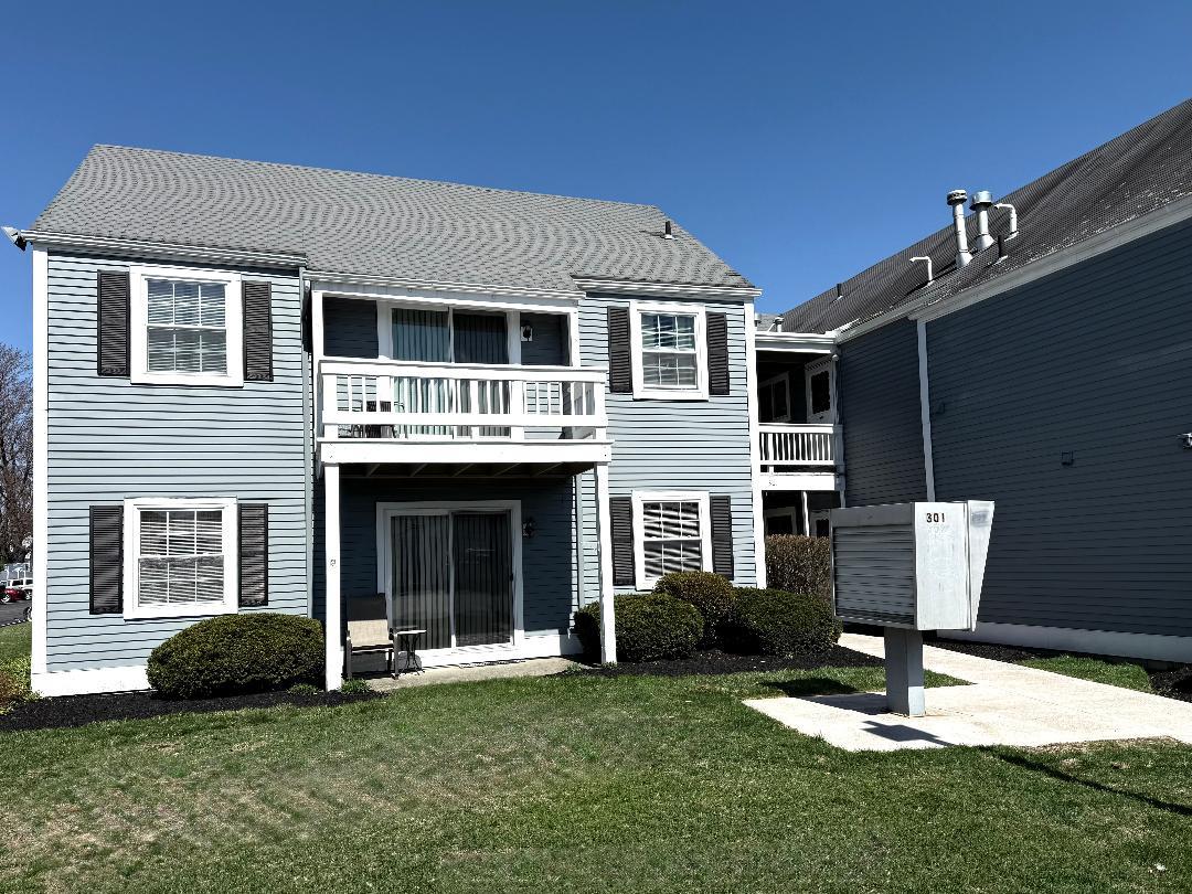 Rear view of property featuring a lawn and a shingled roof