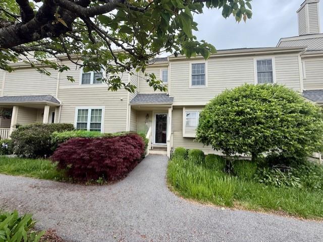 View the front of the townhome