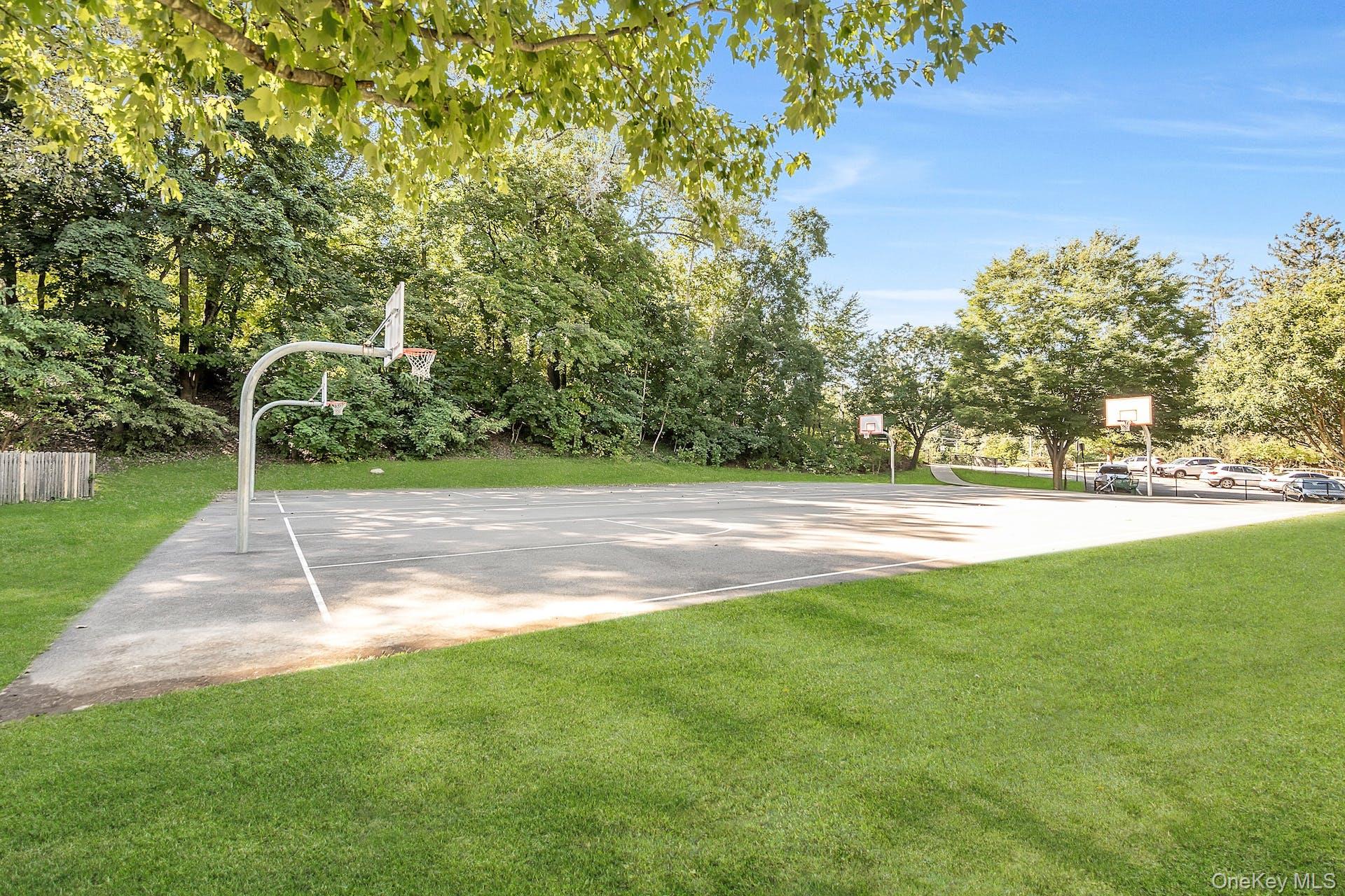 View of basketball court with a yard and community basketball court