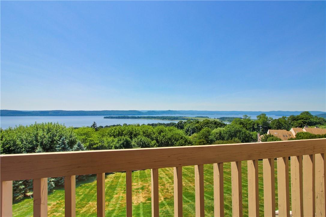 Panoramic Hudson River views on three levels.